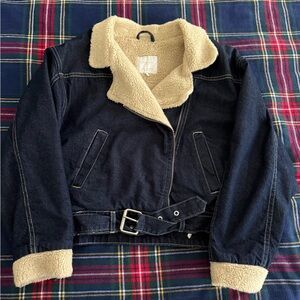 Zara Dark Blue Jacket with Cream Sherpa Lining